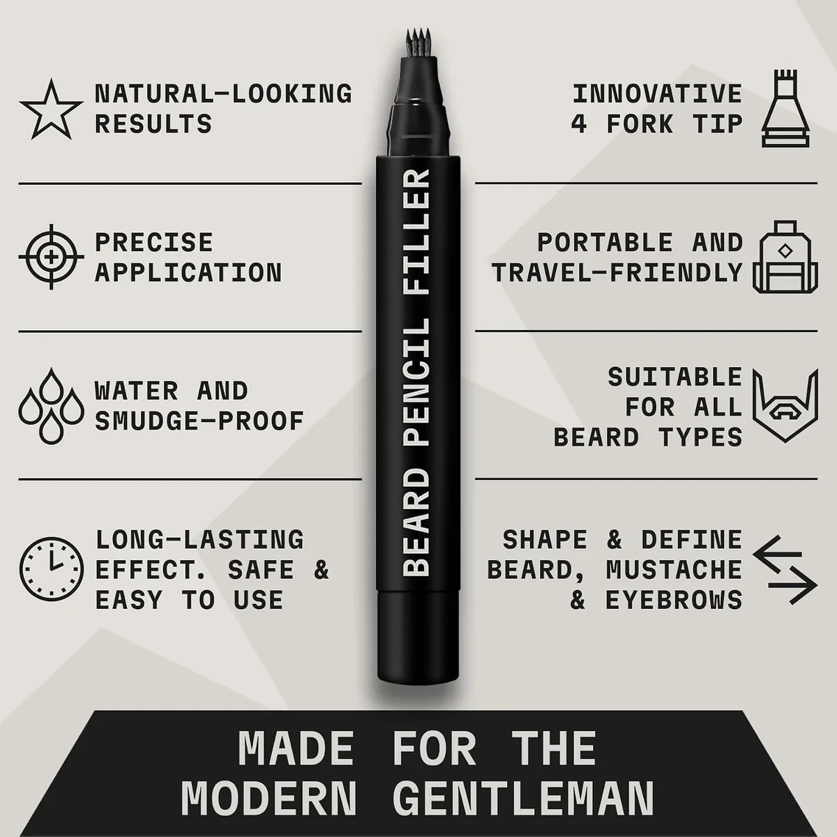 beard filler pen: four-tip pen features