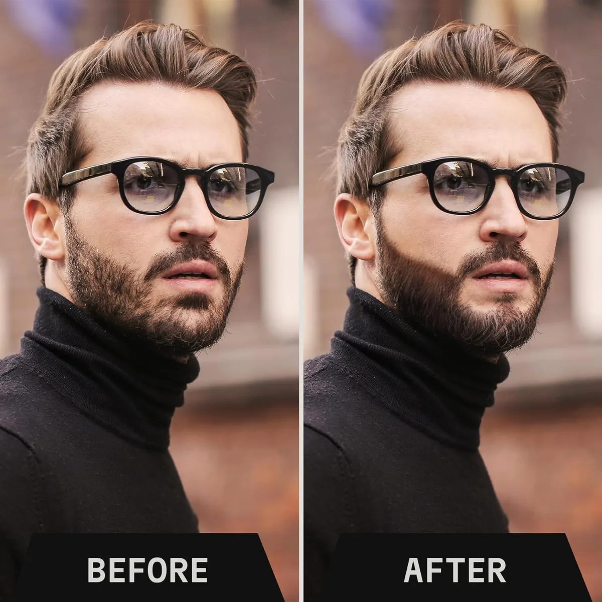 beard filler pen: before and after using the beard filler pen