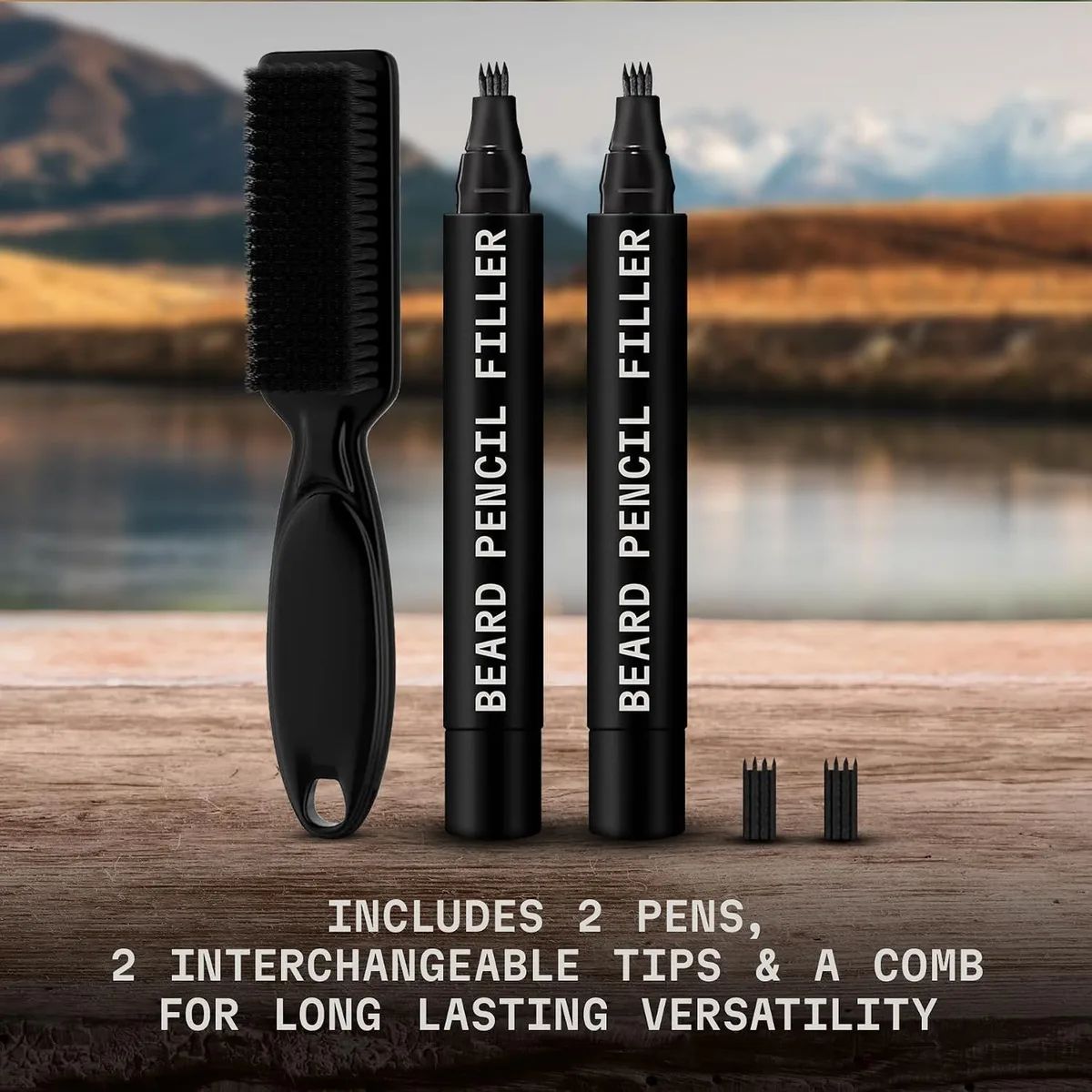 beard filler pen: two pens and a comb in the kit
