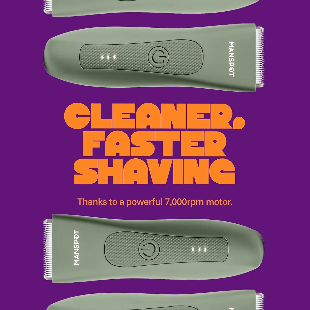 electric body hair trimmer: 7,000 rpm motor for a faster trim