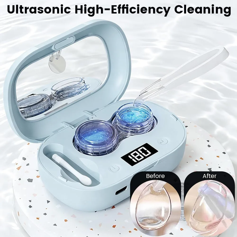 ultrasonic contact lens cleaner: ultrasonic cleaning in action