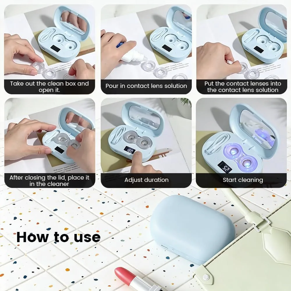 ultrasonic contact lens cleaner: how to use it step by step
