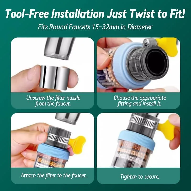 faucet water filter: tool-free installation
