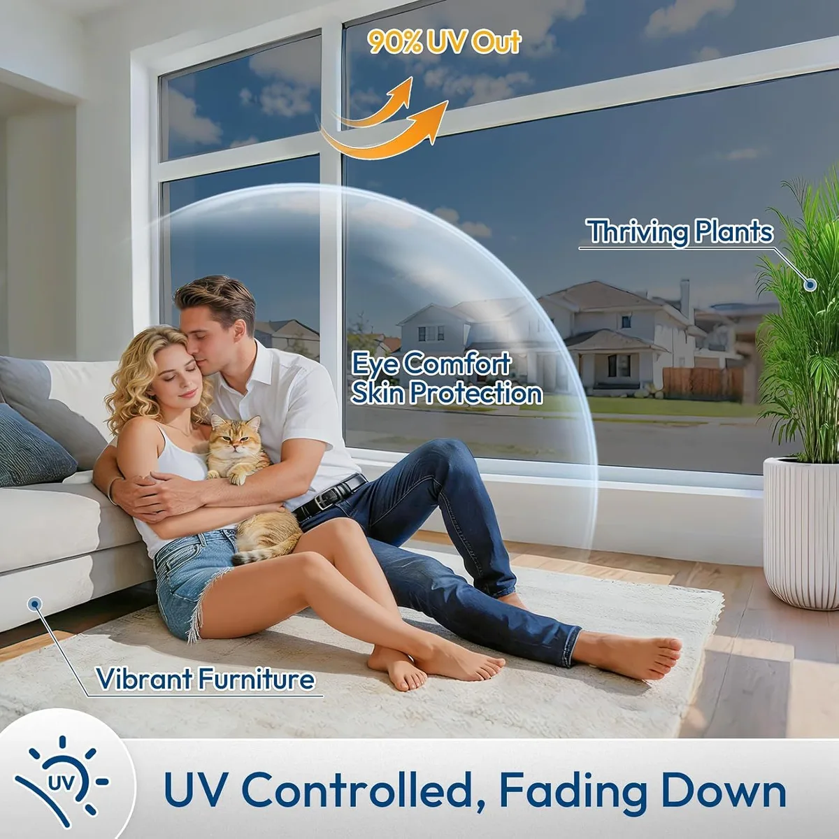 one way privacy window film: blocks UV rays to protect furniture