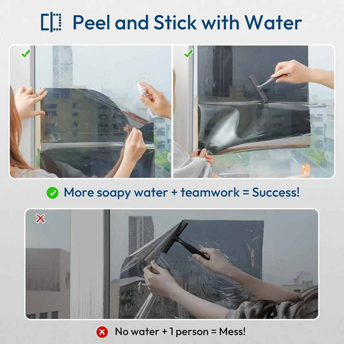 one way privacy window film: peel and stick with water