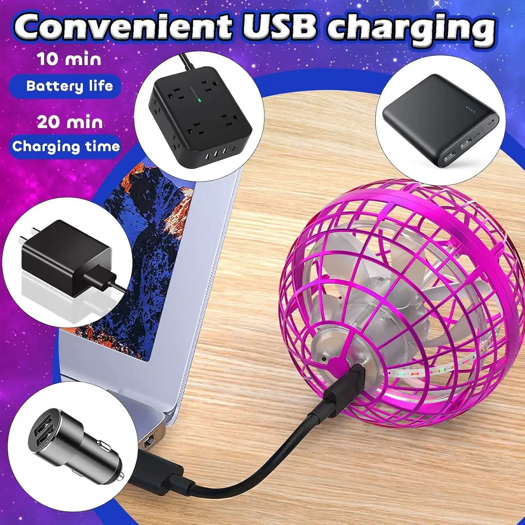 Flying Orb Ball: Laden über USB und Angaben zur Flugzeit