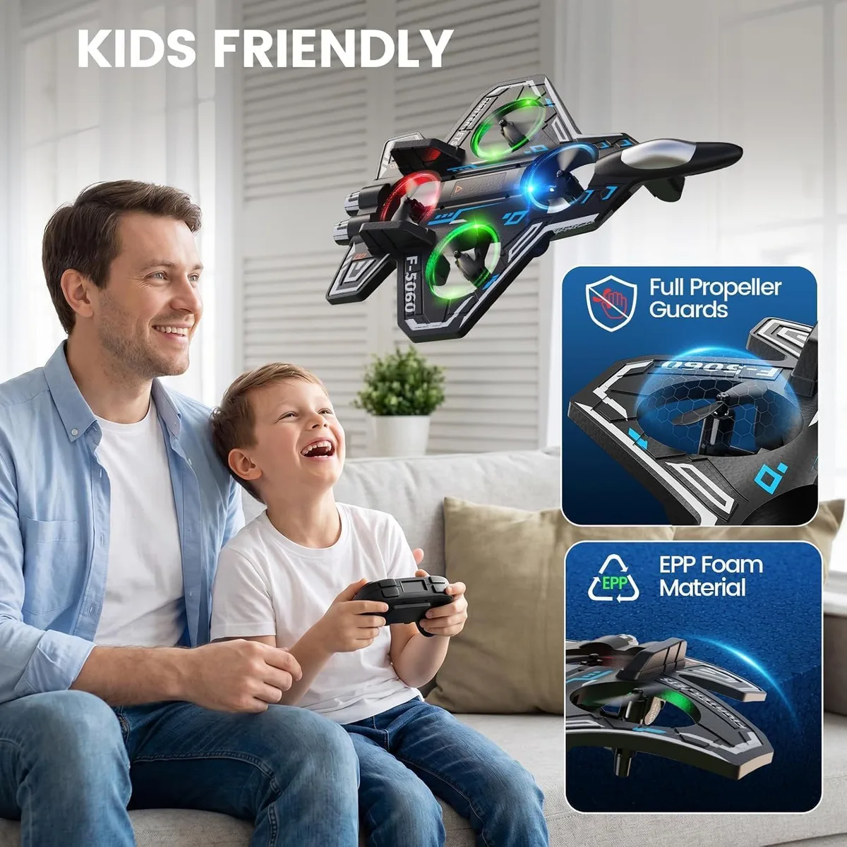 avion télécommandé adapté aux enfants grâce aux protections d’hélices