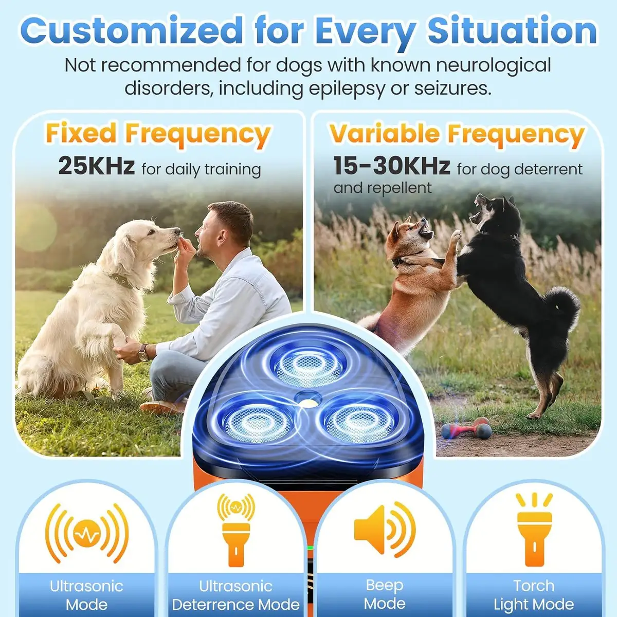 ultrasonic dog bark deterrent: fixed and variable frequency modes
