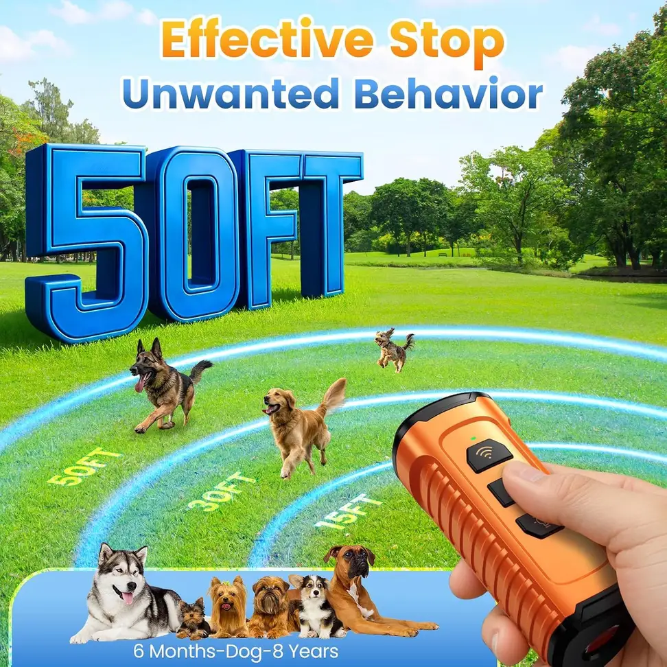 ultrasonic dog bark deterrent: effective range up to 50 feet