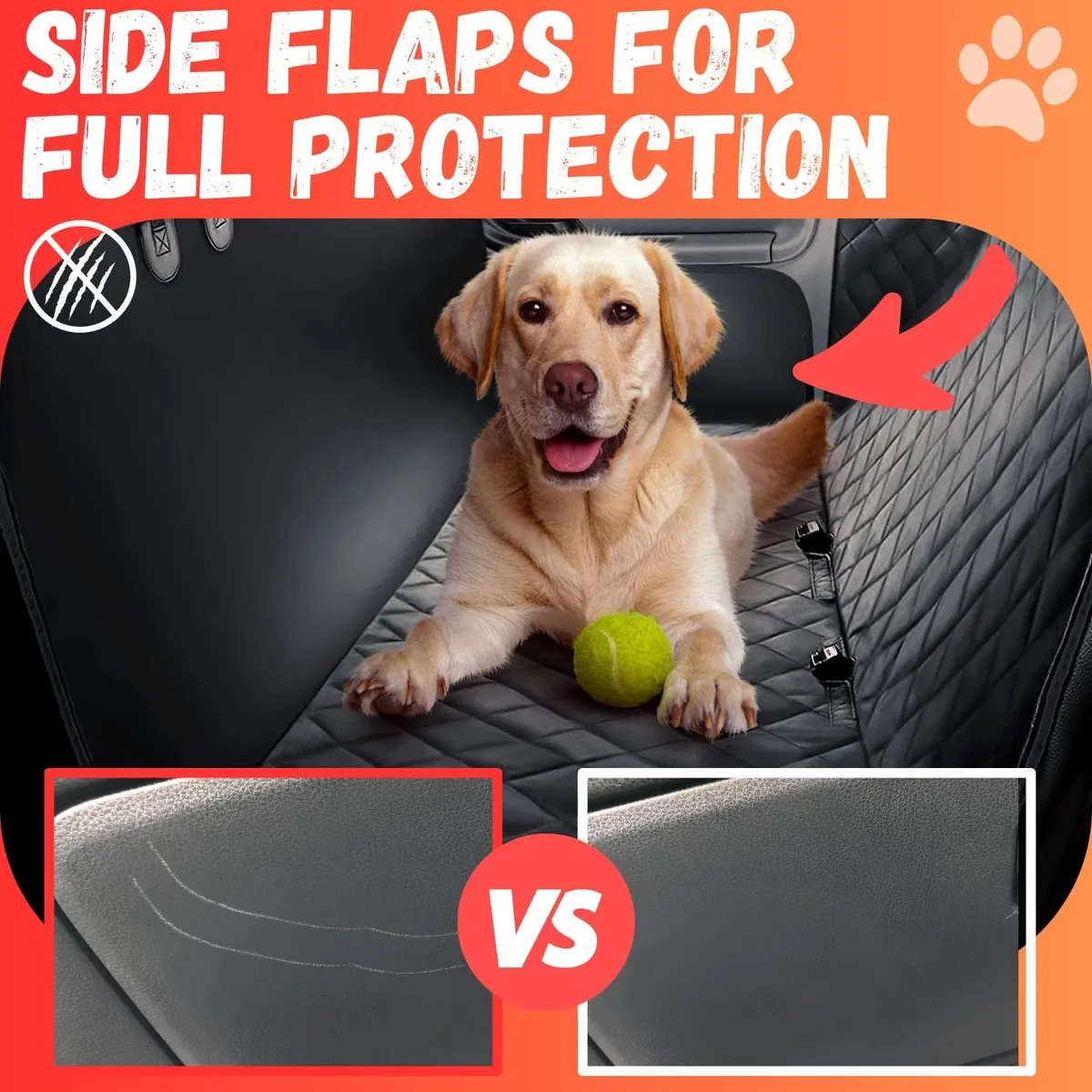 dog car seat cover: side flaps for full protection