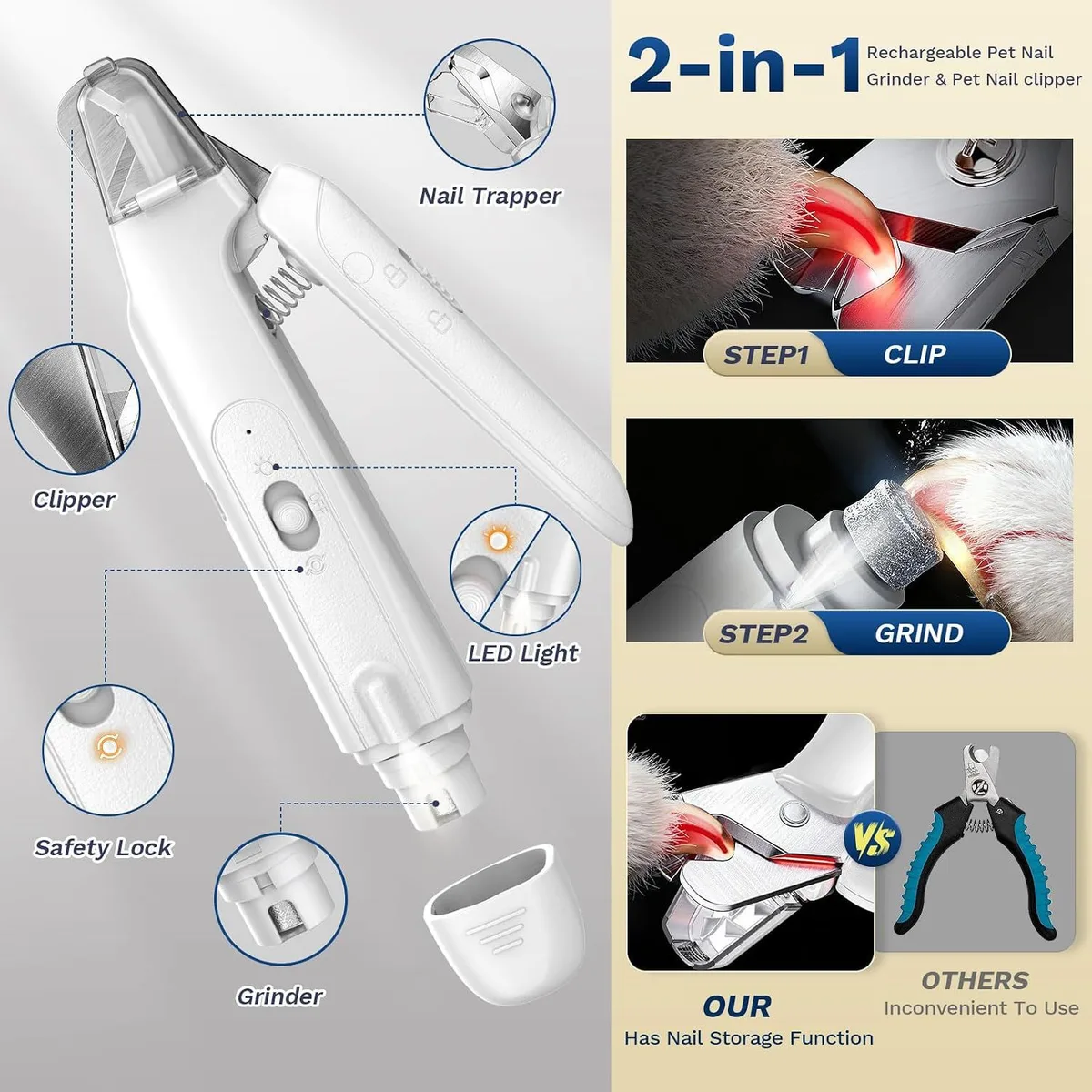 dog nail clipper and grinder: clip and grind in one tool