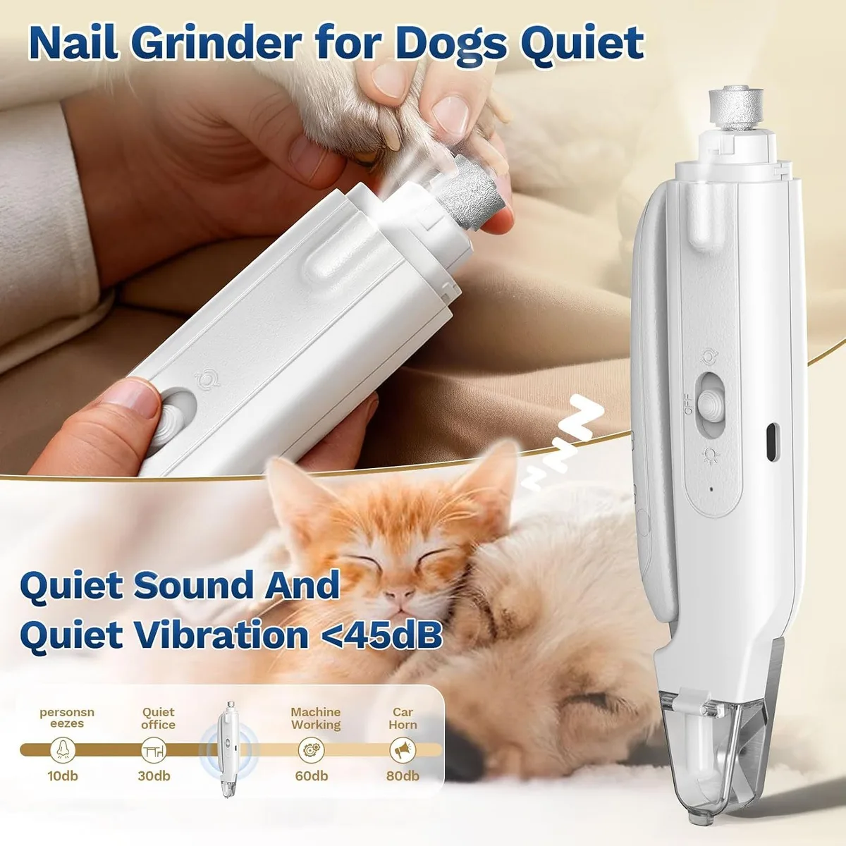 dog nail clipper and grinder: quiet grinder for nervous pets