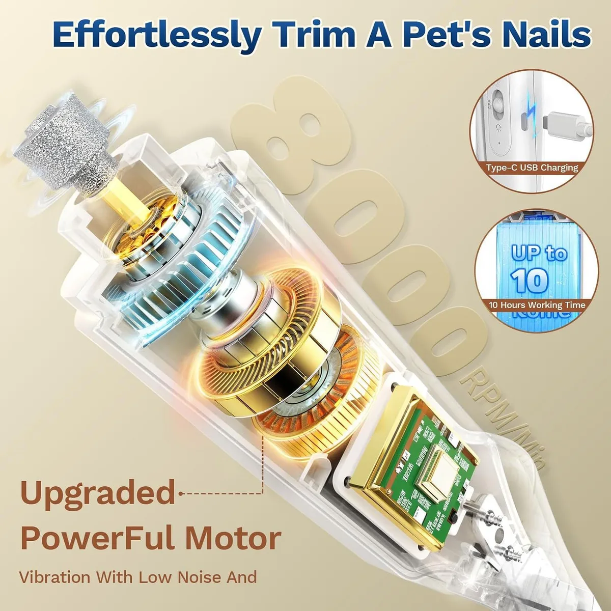 dog nail clipper and grinder: powerful motor for easy trimming