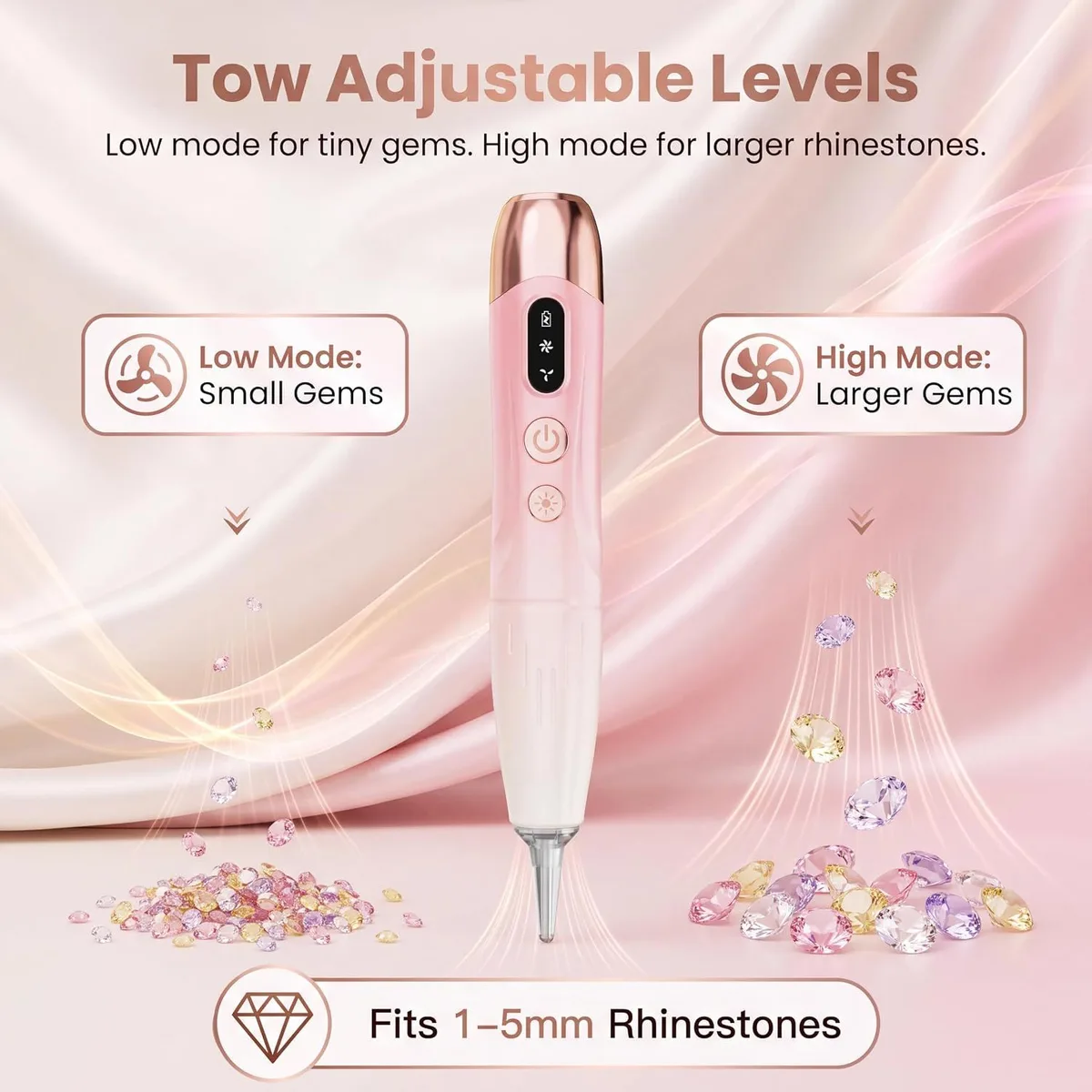electric diamond painting pen: two suction levels for gem sizes