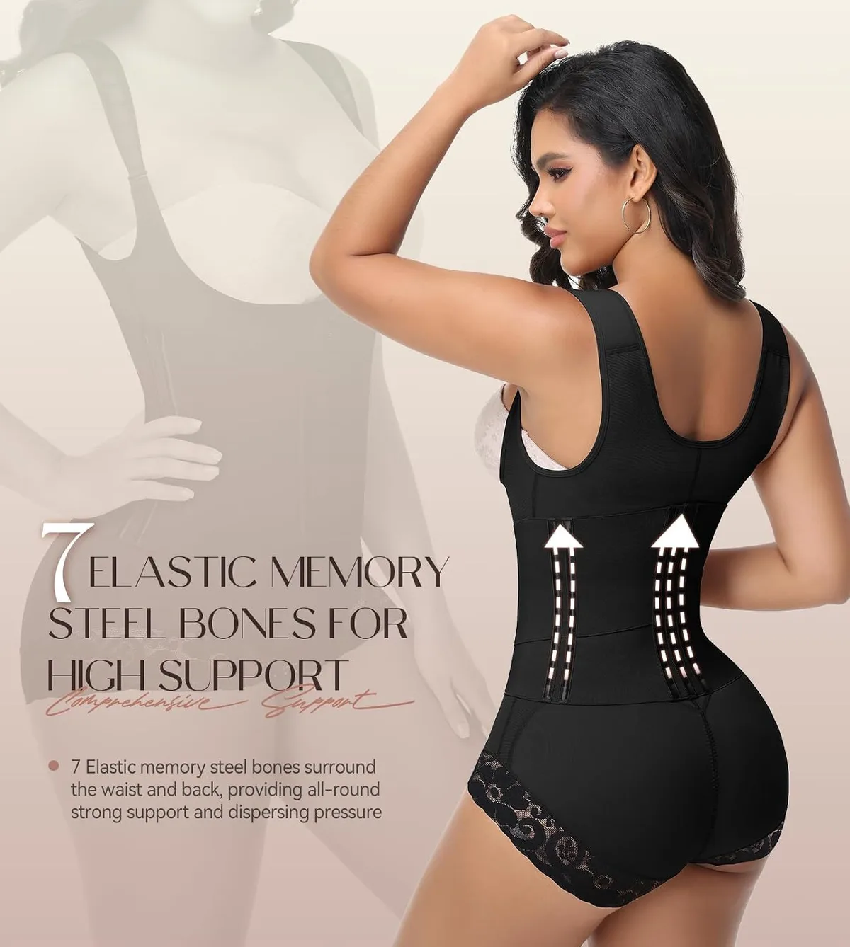 guaina modellante 3 in 1 con corsetto: stecche flessibili per un sostegno elevato