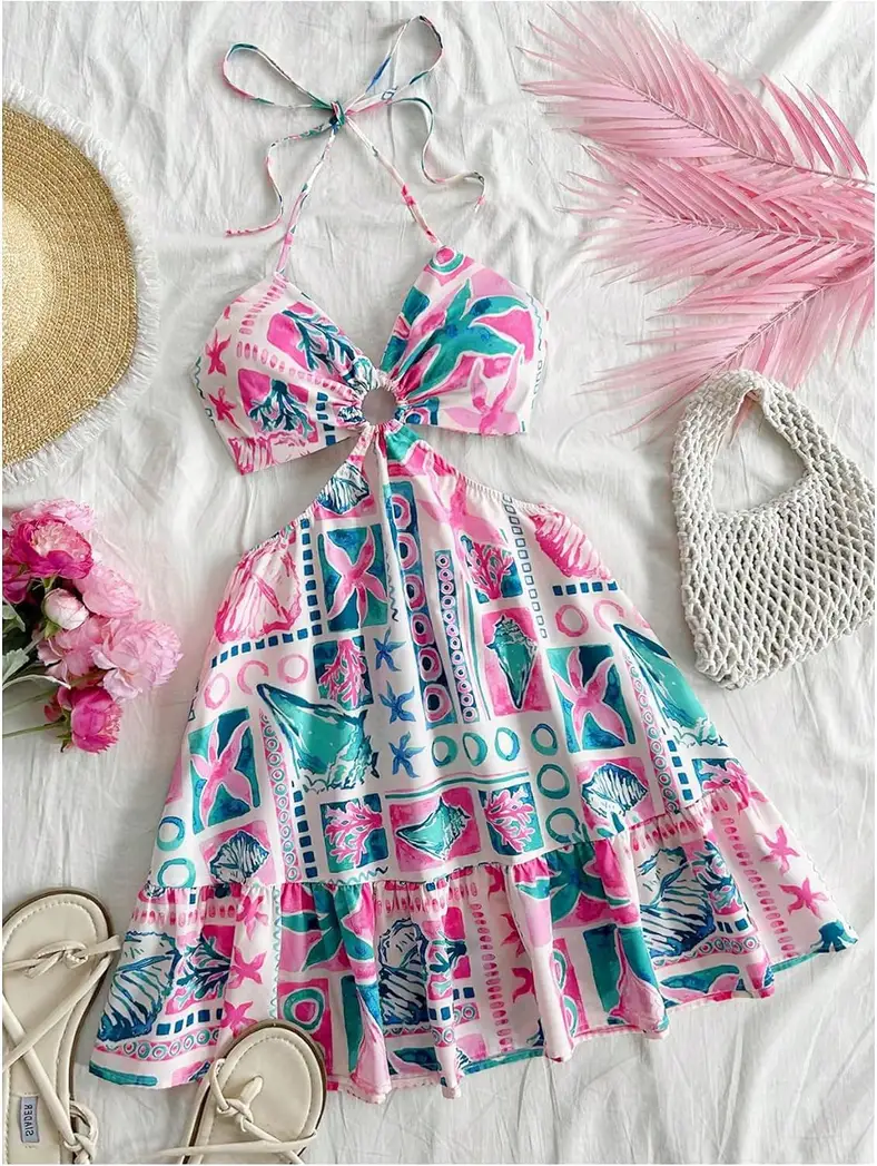 Sommerkleid mit Blumenmuster: verspielter Boho-Print in der Nahaufnahme
