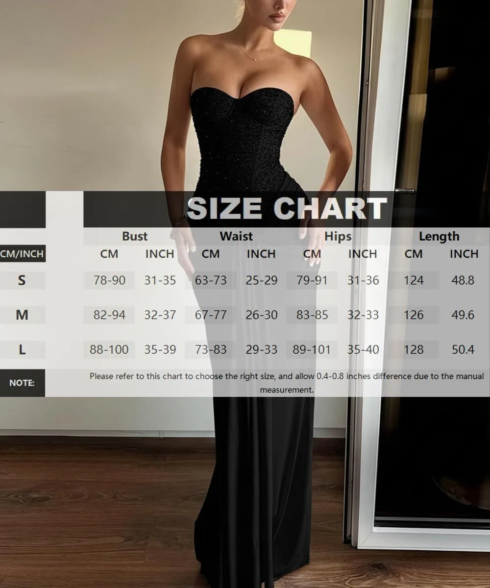 robe bustier sirène : guide des tailles