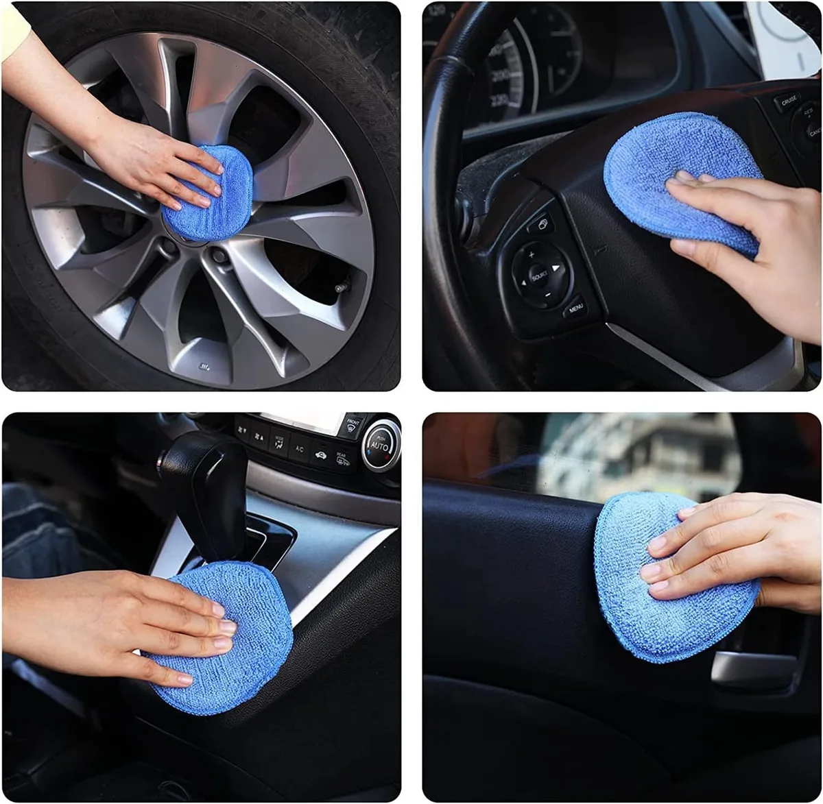 applicatori per cera auto in microfibra: cera su cerchi, carrozzeria e interni