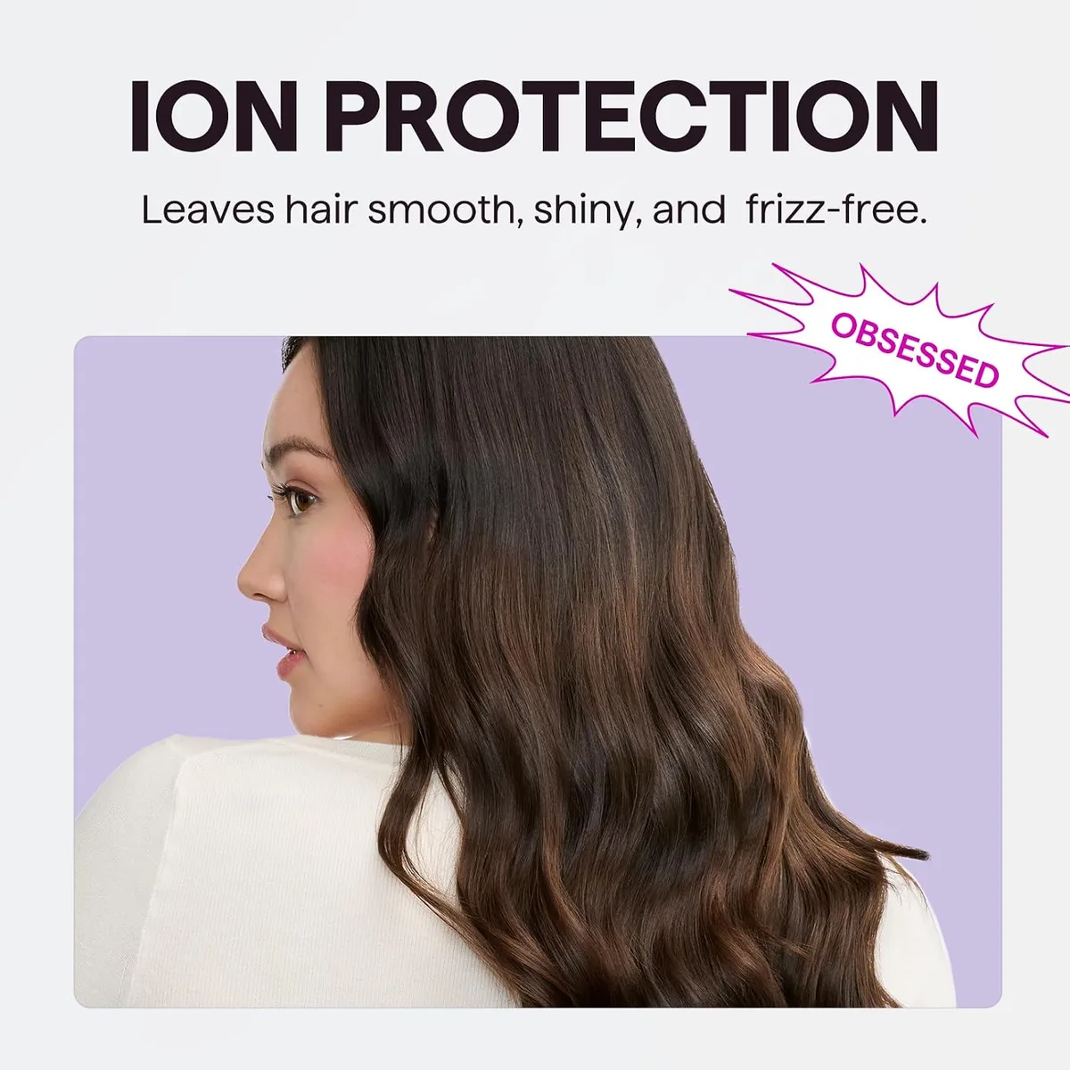 smooth shiny waves after drying with an ionic hair dryer