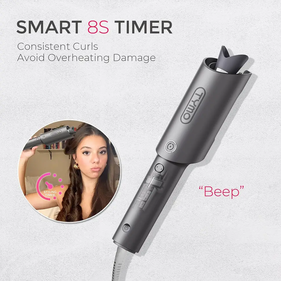 8-second beep timer on the rotating curling iron