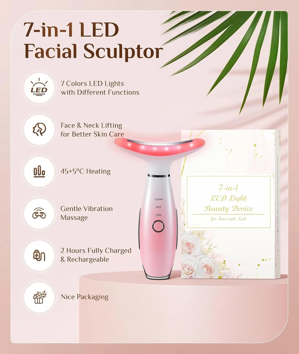 LED face and neck massager functions overview