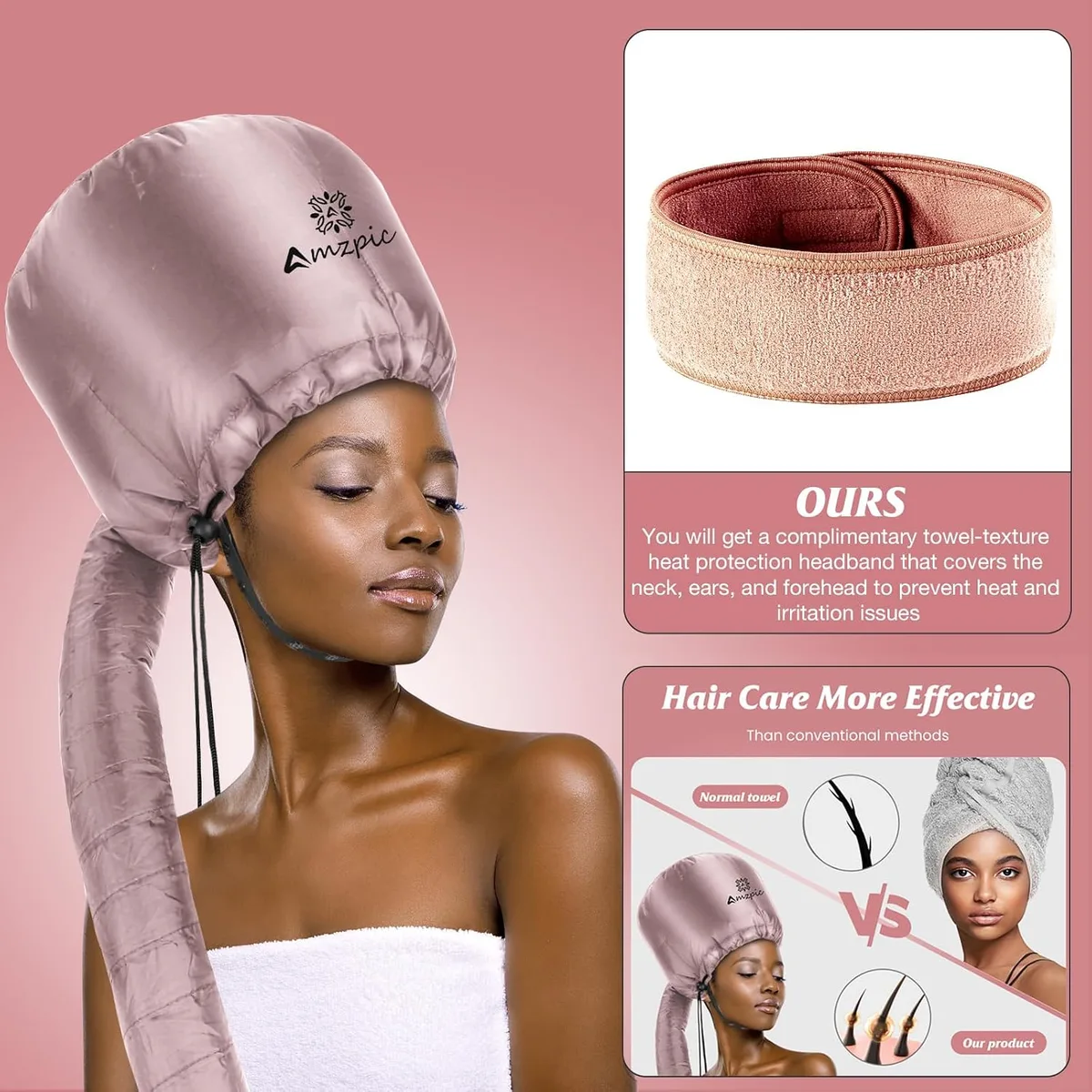 towel headband worn under the bonnet hood dryer