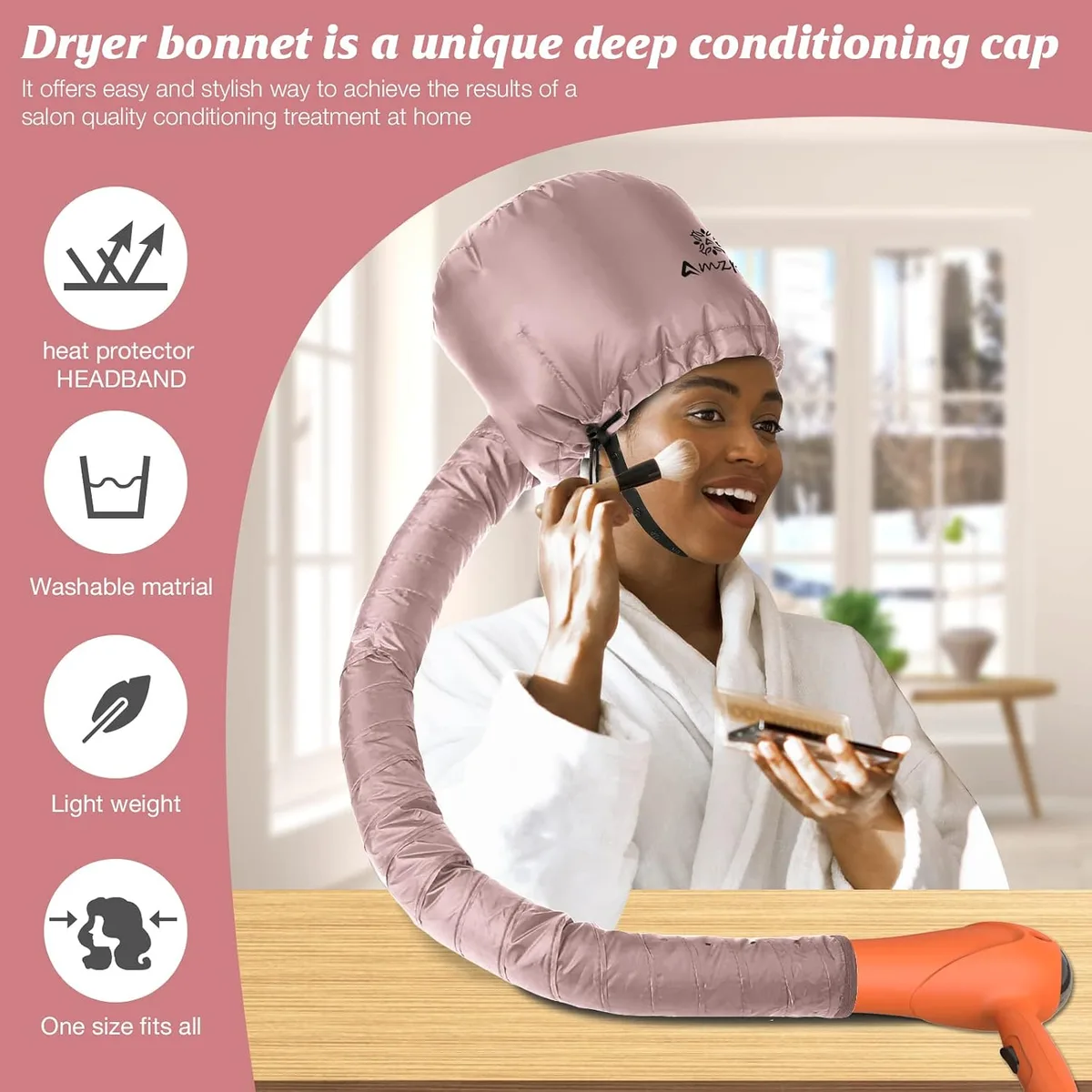 deep conditioning at home with a bonnet hood hair dryer attachment