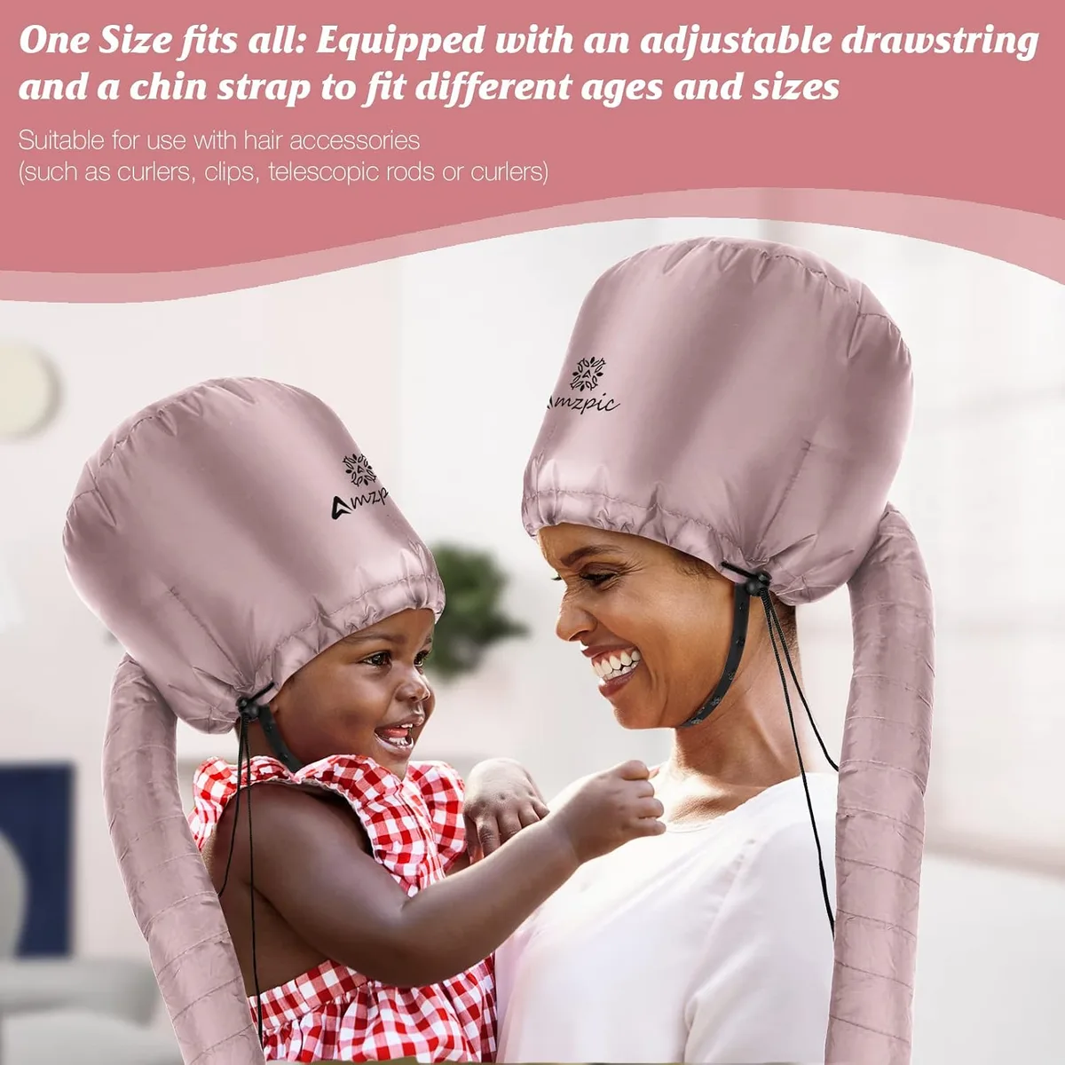 one-size bonnet hood dryer with drawstring for adults and kids