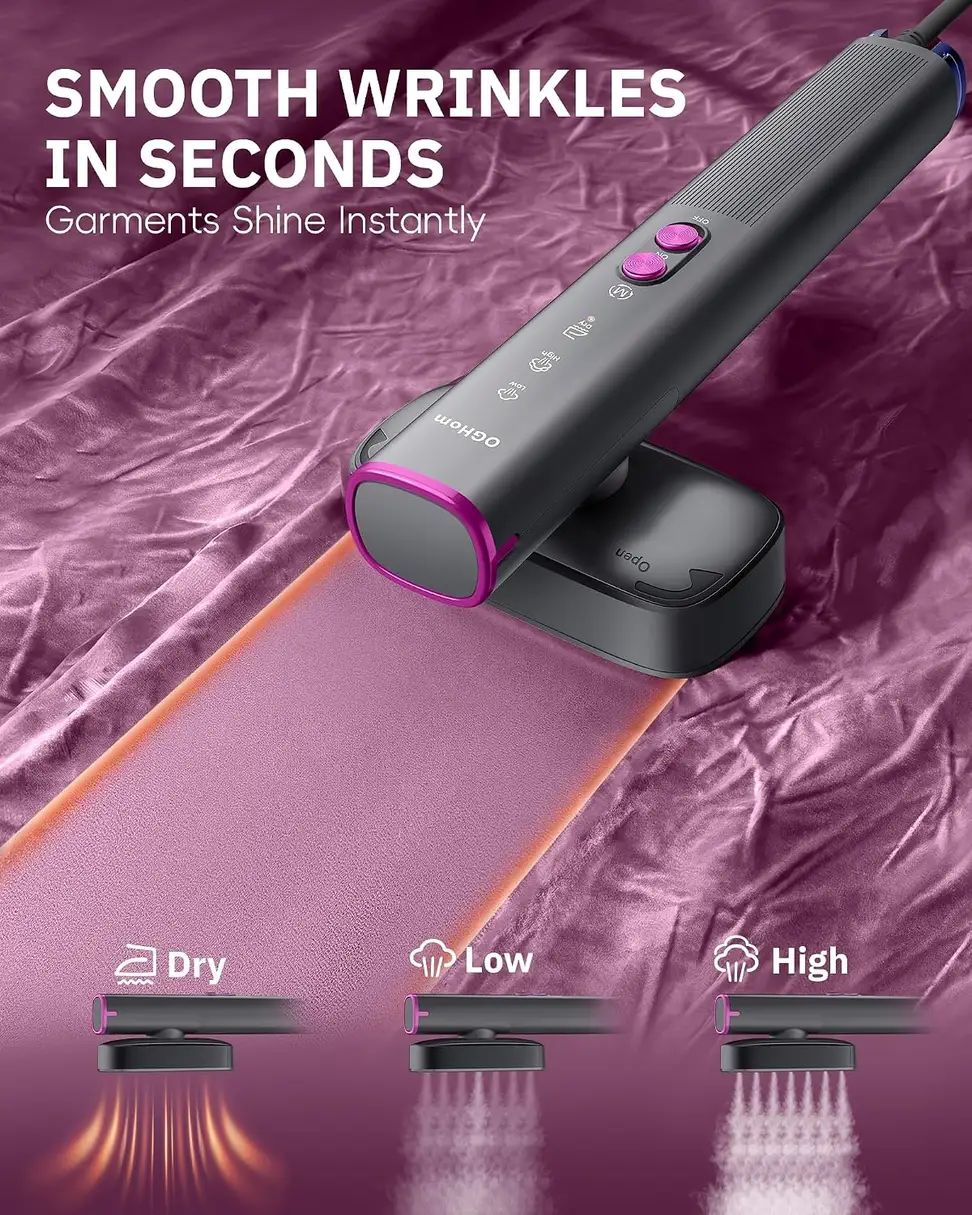 travel steamer ironing a shirt flat in dry, low or high mode