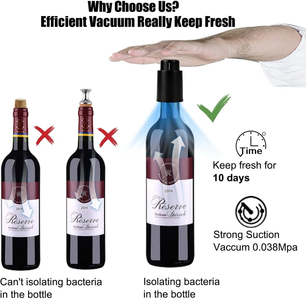 vacuum wine bottle stopper keeping an opened bottle fresh