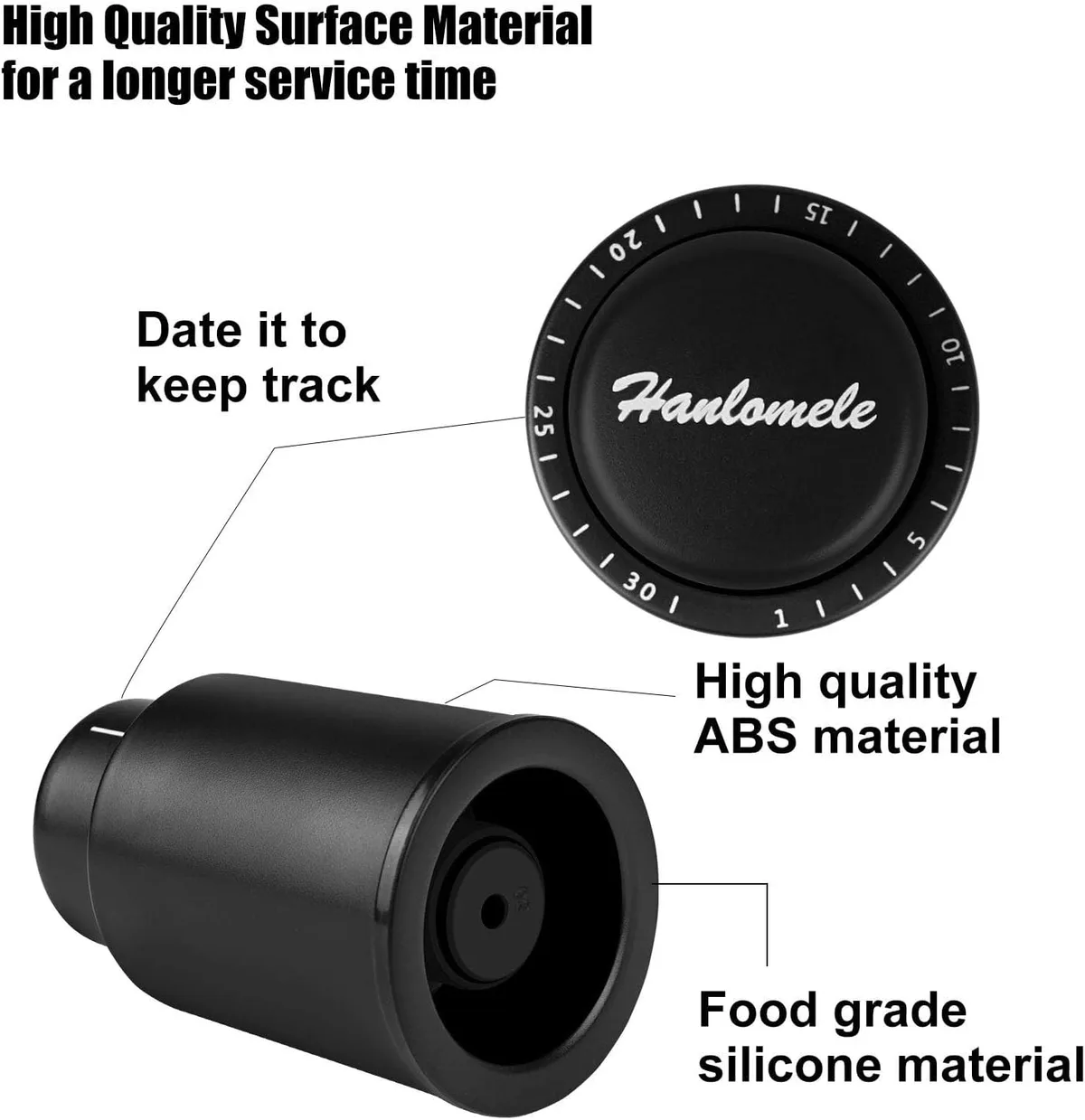 date dial on top of the vacuum wine bottle stopper