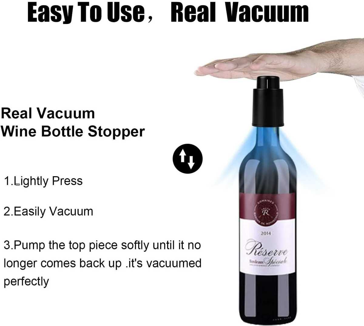 how to use the vacuum wine bottle stopper in three steps
