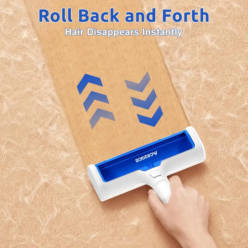 rolling back and forth with the pet hair remover roller