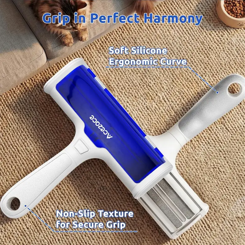 ergonomic grip of the pet hair remover roller
