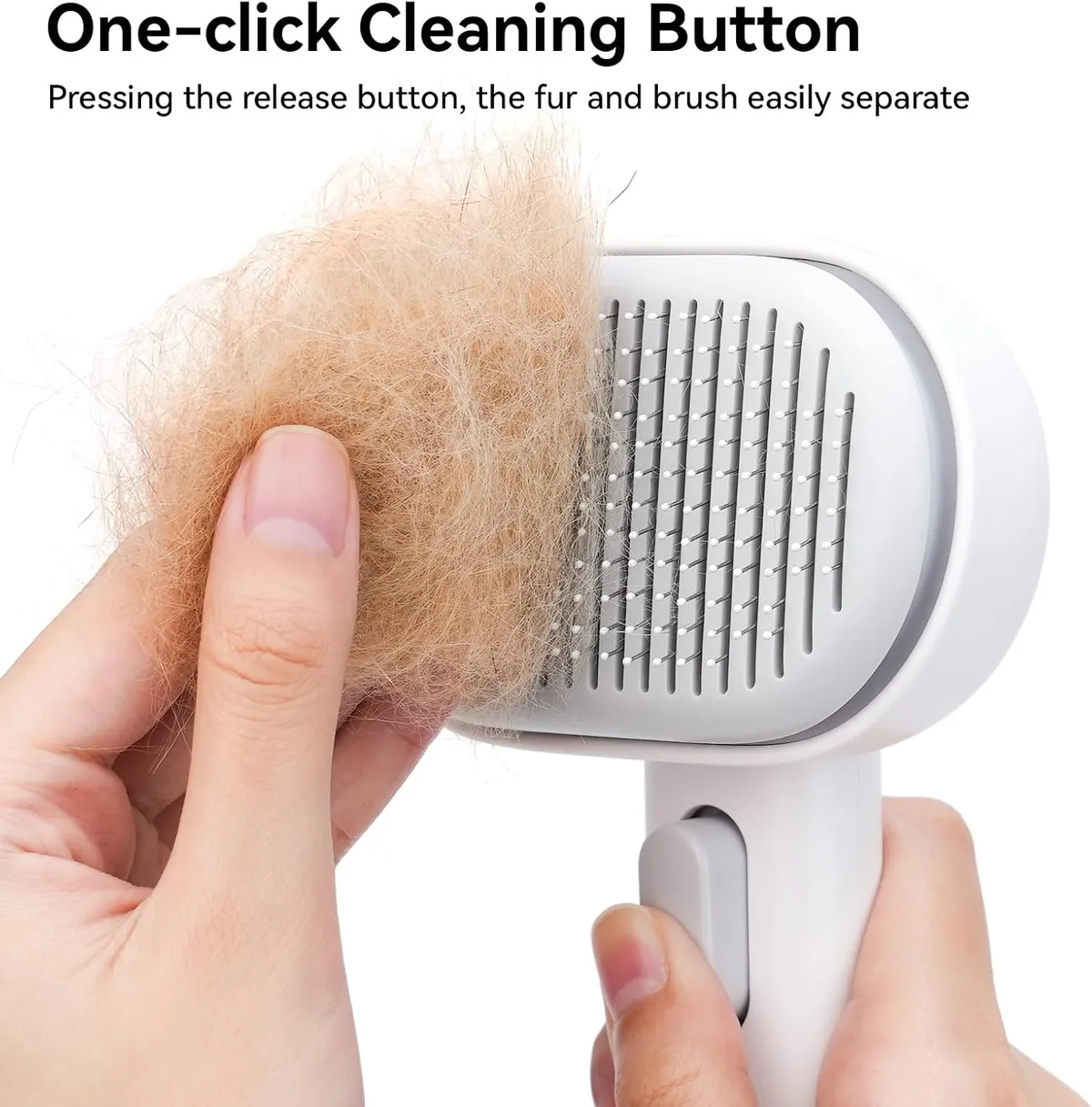 one-click fur release of the self-cleaning cat brush