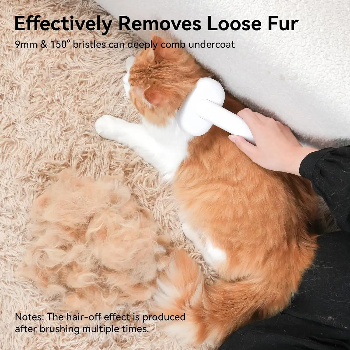 removing loose fur with the self-cleaning cat brush