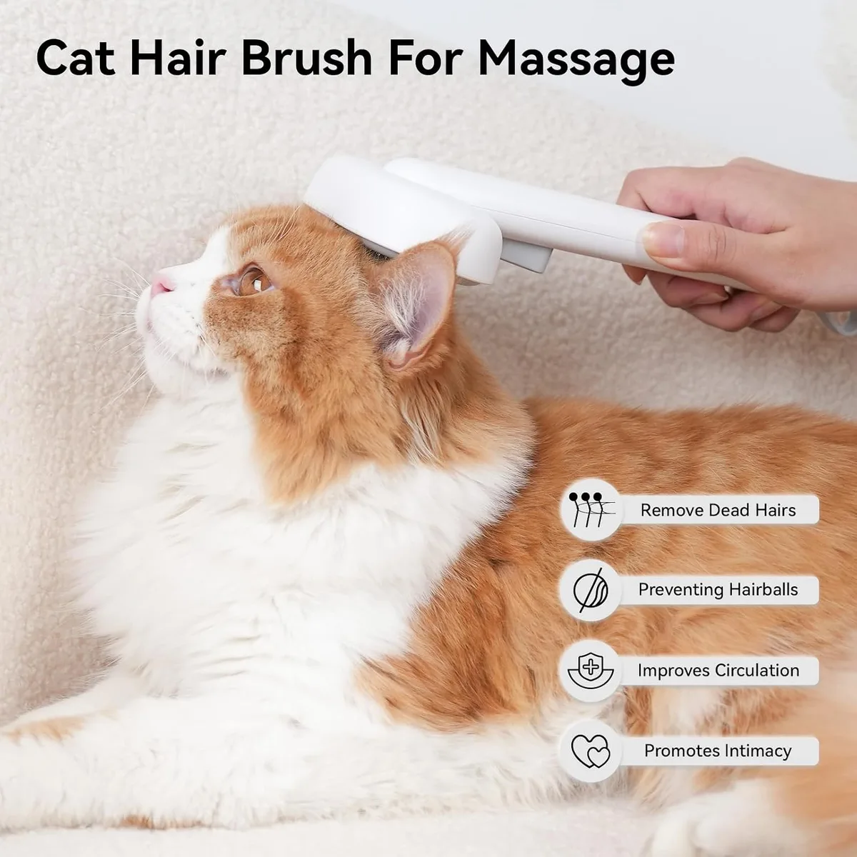 cat enjoying a massage with the self-cleaning cat brush