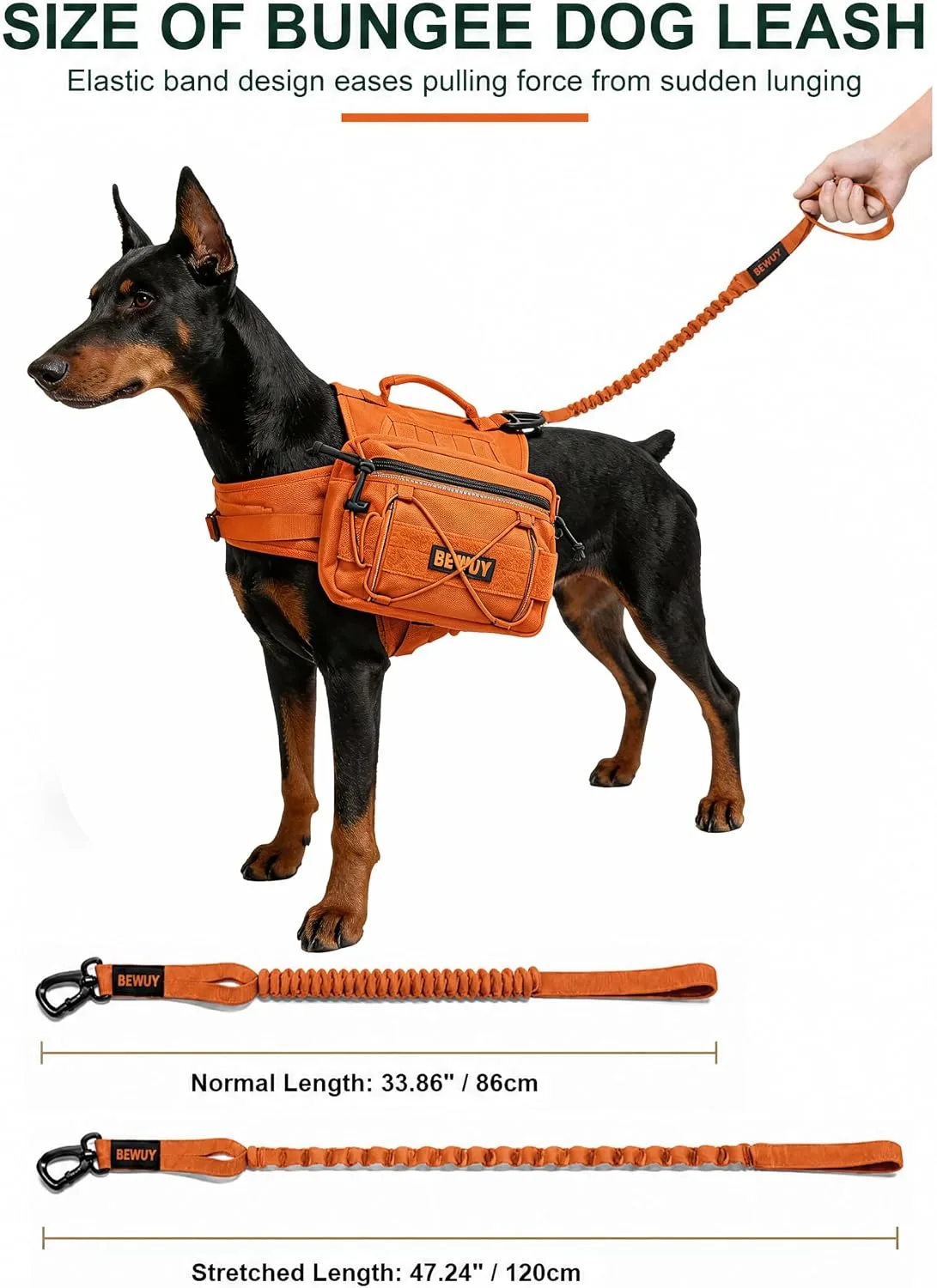 size of the bungee leash for the tactical dog backpack