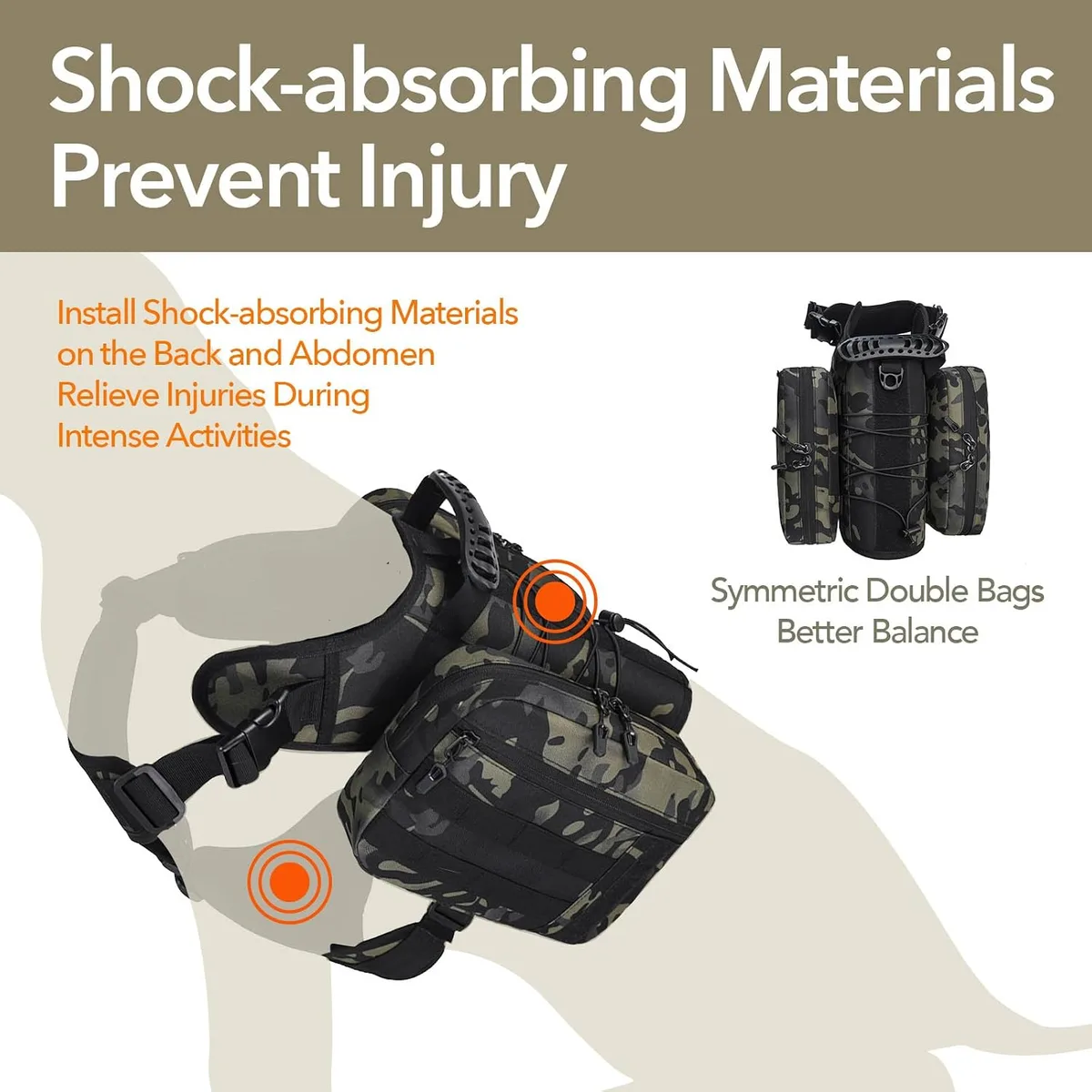 shock-absorbing padding in the dog hiking backpack