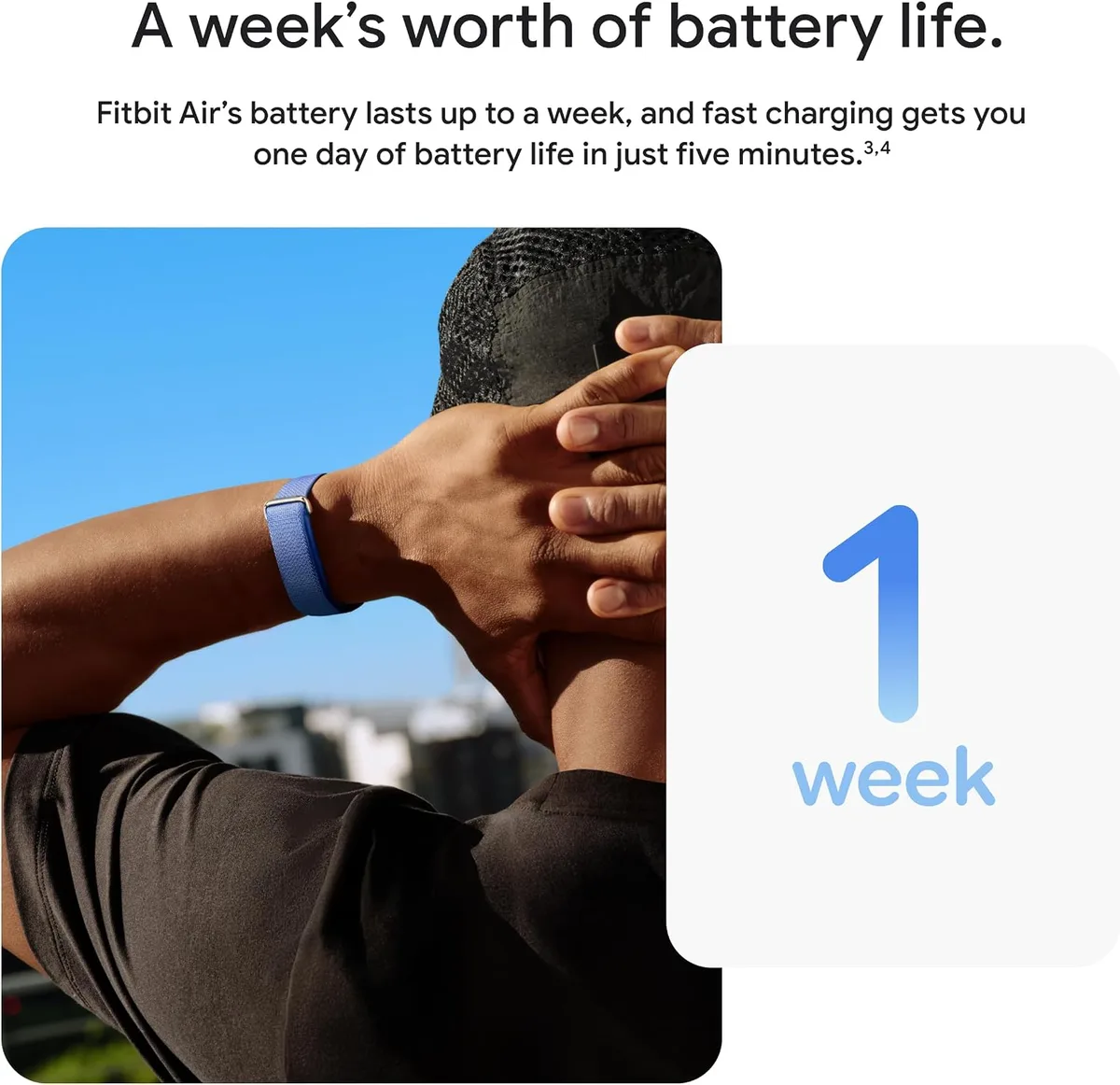 week-long battery of the screenless fitness tracker band