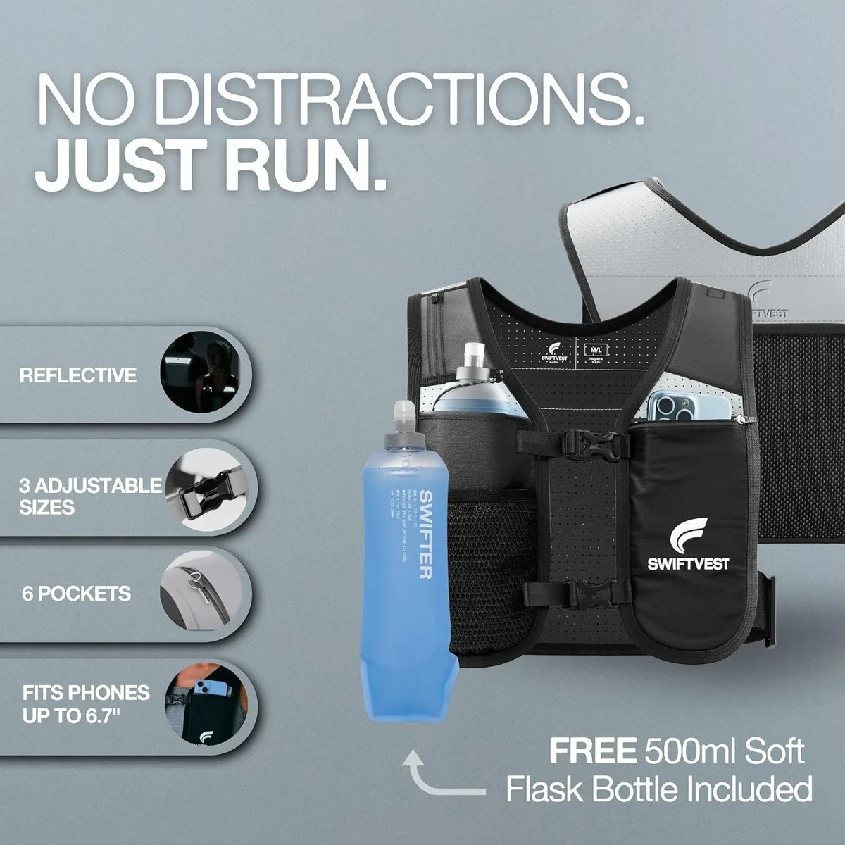 running hydration vest pockets and features
