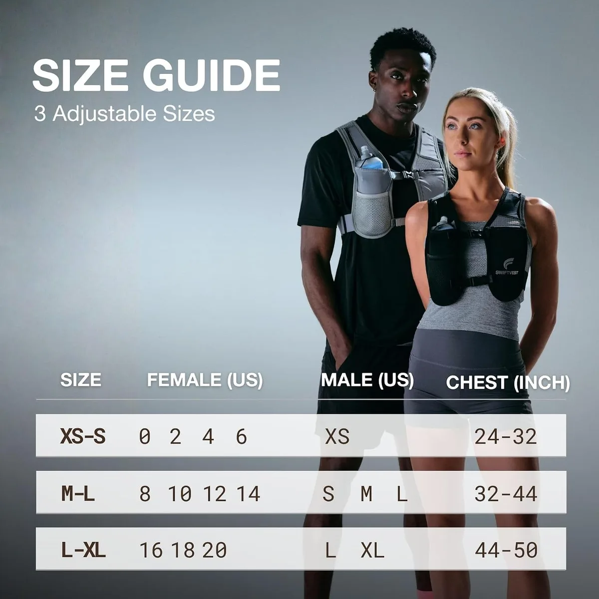 size guide for the running hydration vest