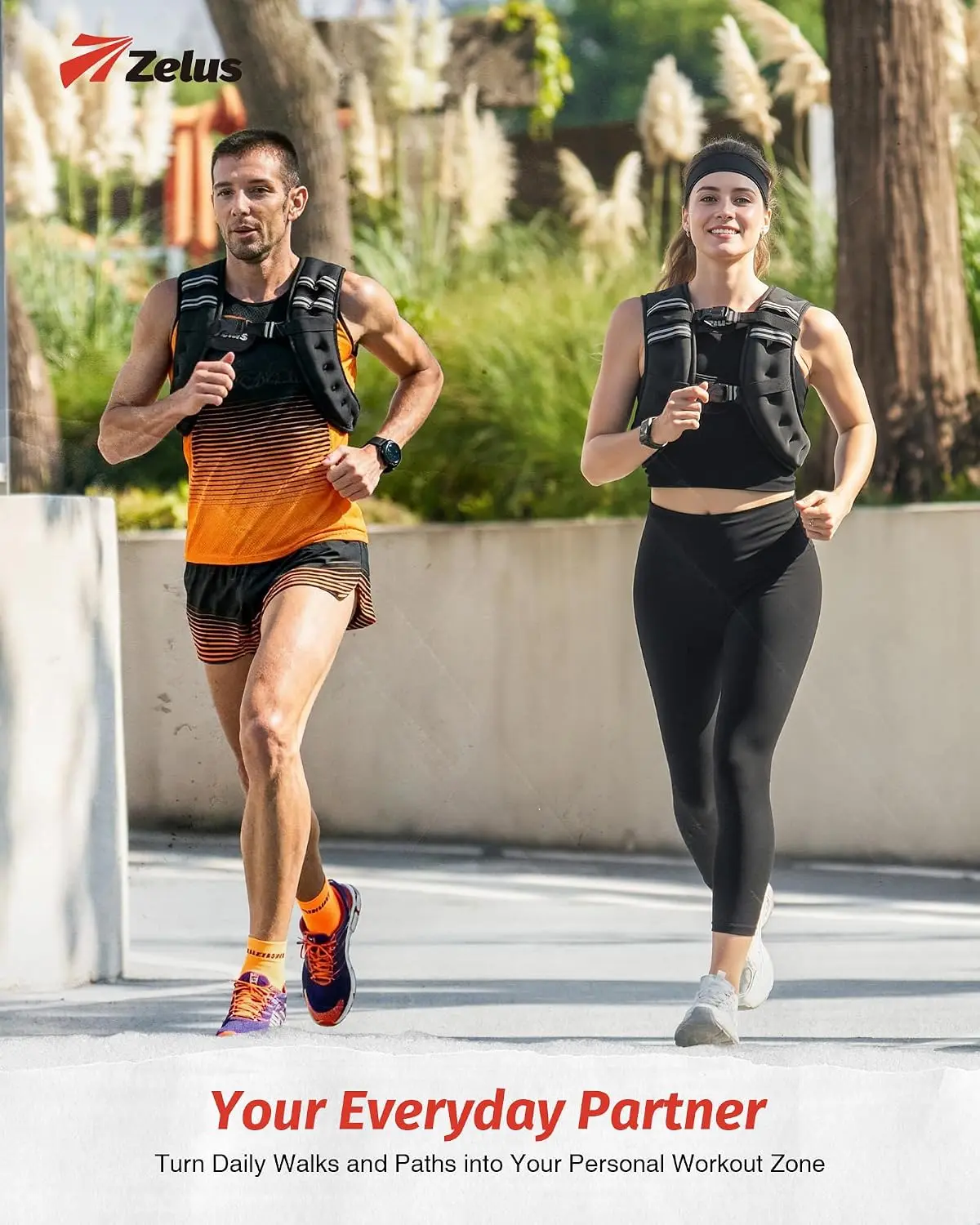 couple walking in weighted vests