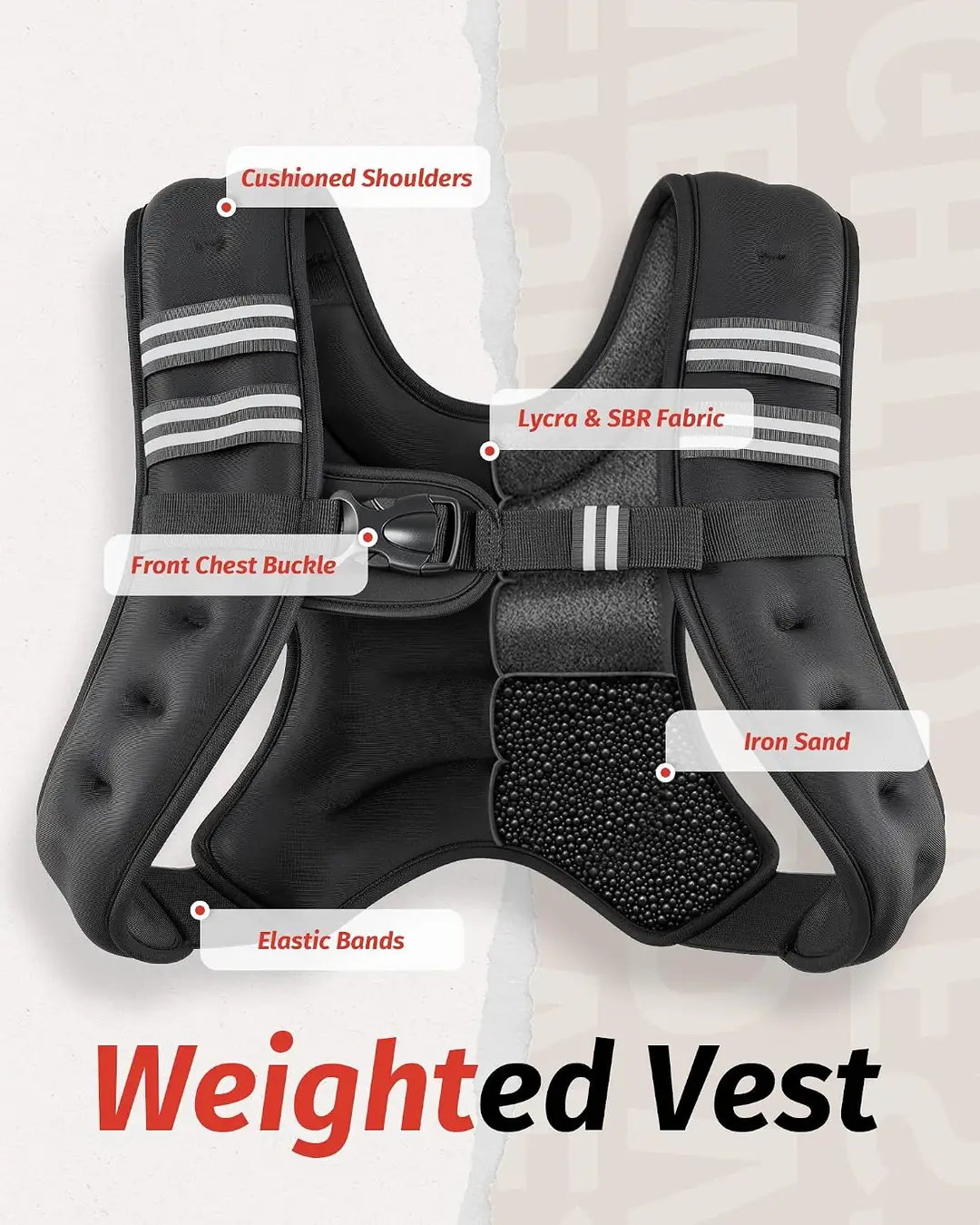 weighted vest front and back view