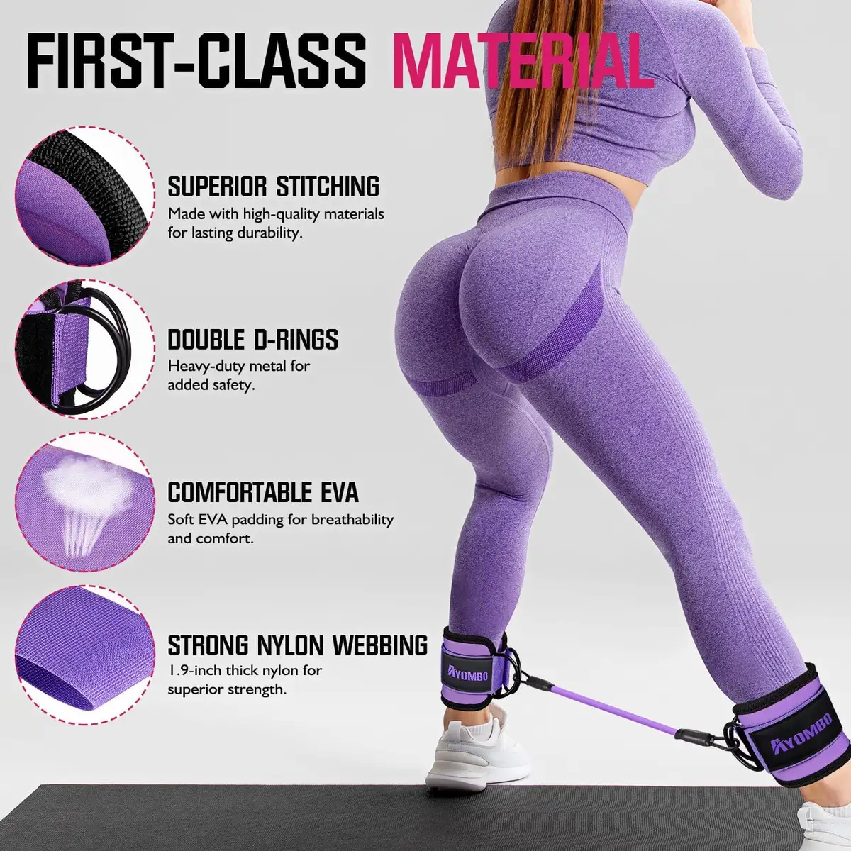padded cuffs of the ankle resistance bands