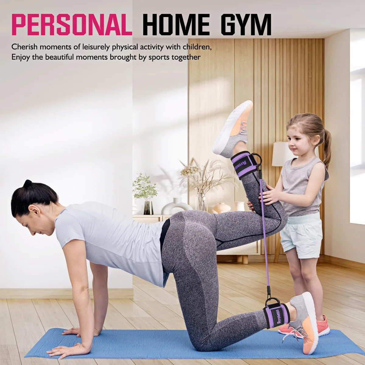 home gym workout with ankle resistance bands
