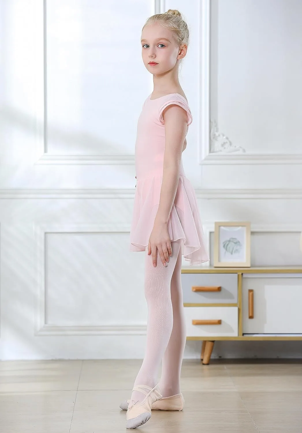 criss-cross back of the girls ballet leotard