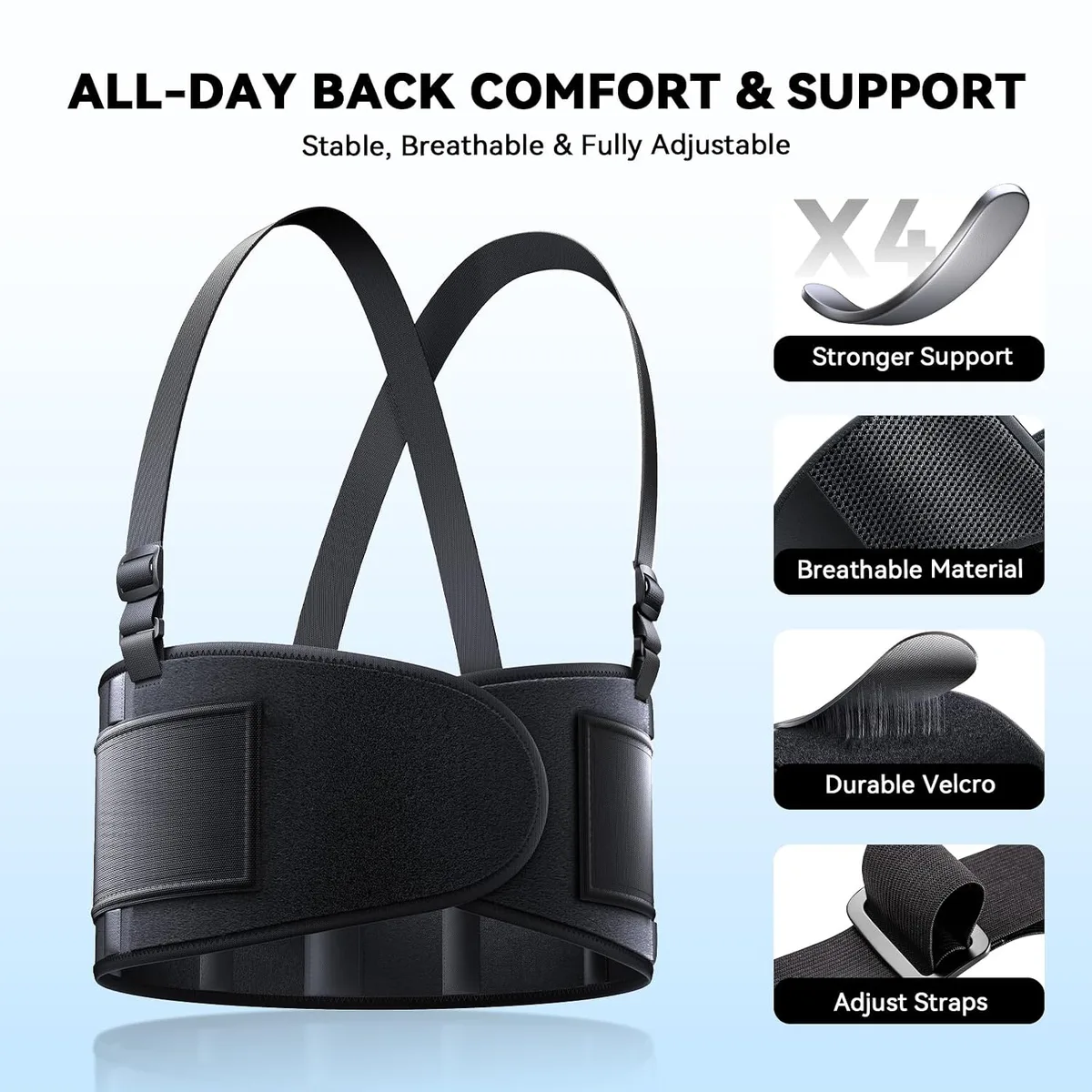 comfort and support features of the work back brace