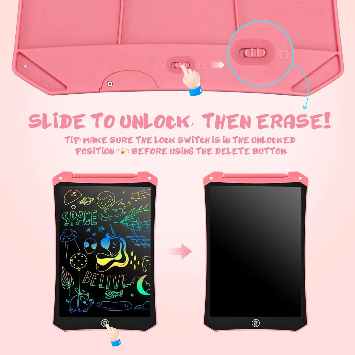 one-touch erase on the LCD writing tablet for kids