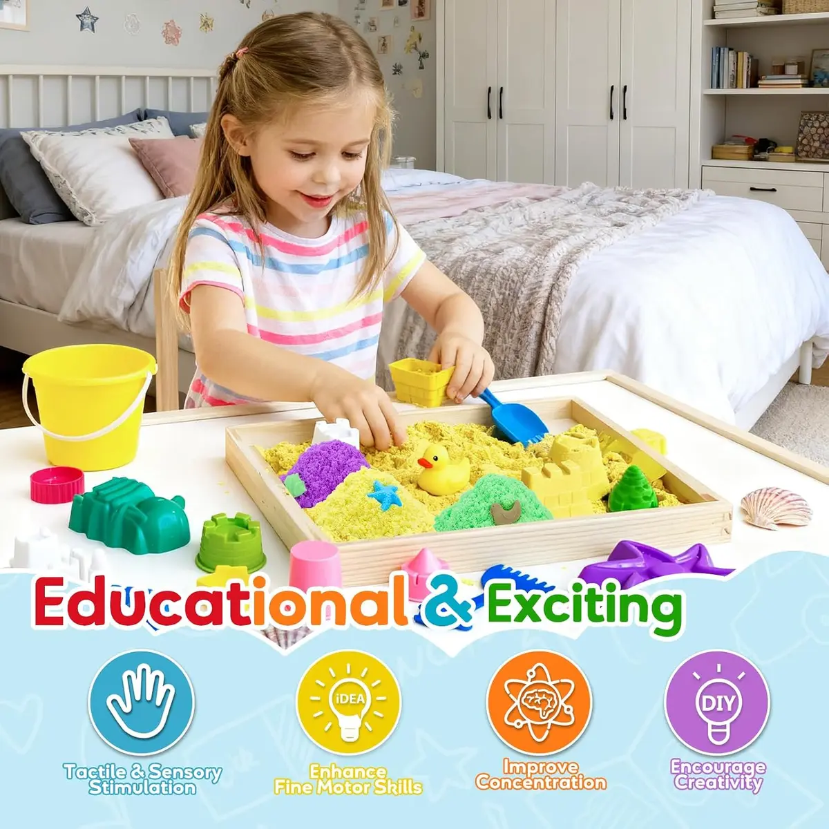 educational play with kinetic play sand